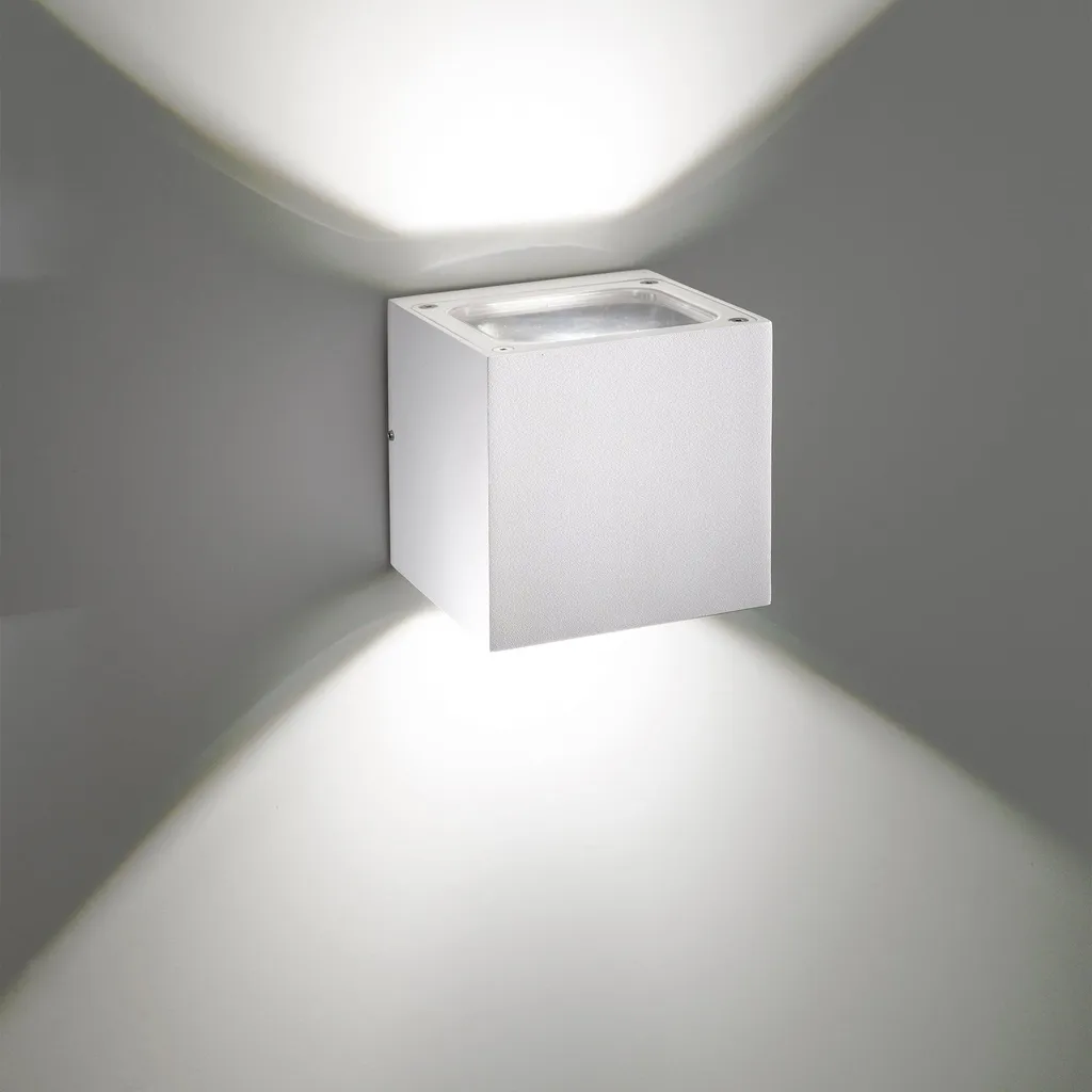 Luminaire extérieur LED 20W design cubique blanc Sole IP54 12x12x12