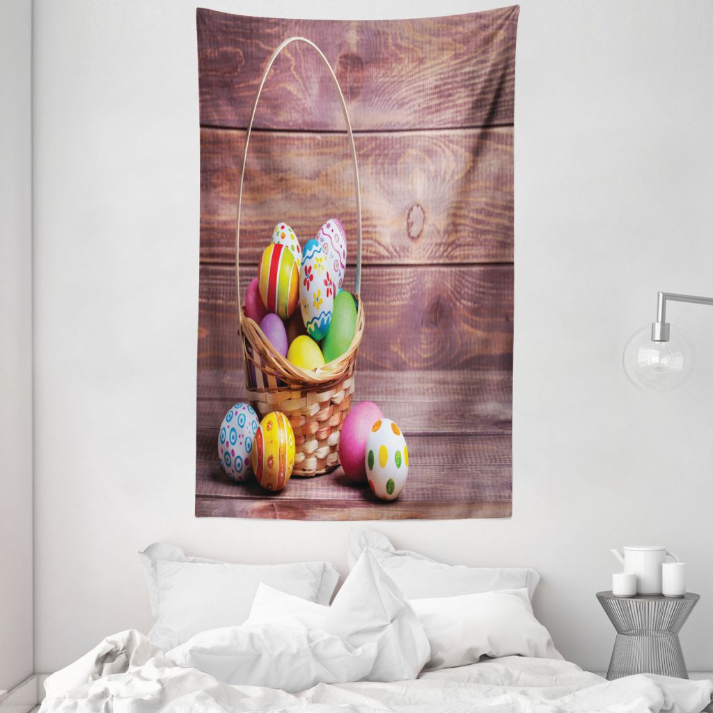 ABAKUHAUS Ostern Wandteppich und Tagesdecke, Blumen und Tupfen aus Weiches Mikrofaser Stoff Waschbar ohne Verblassen Digitaldruck, 140 x 230 cm, Me...