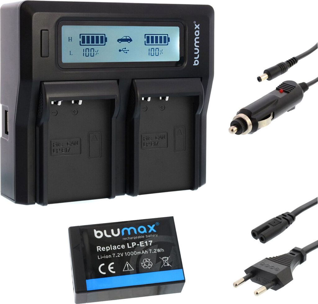 1x Akku + Lader für Canon LP-E17 EOS RP M3 M6 750D 760D R8 R10 R50 1000 mAh