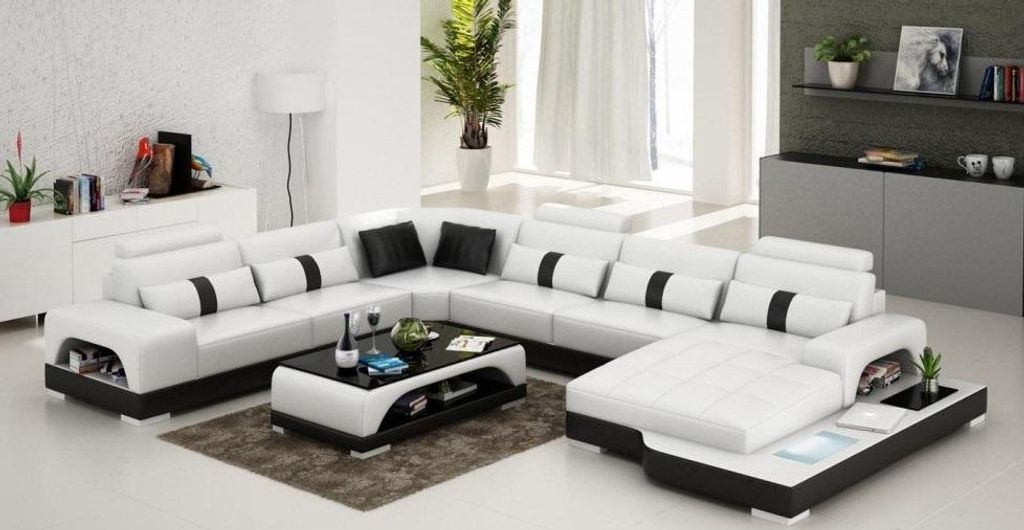 Leder U Form Wohnlandschaft Couch Big XXL Sofa Polster Ecke Garnitur Eck Senden