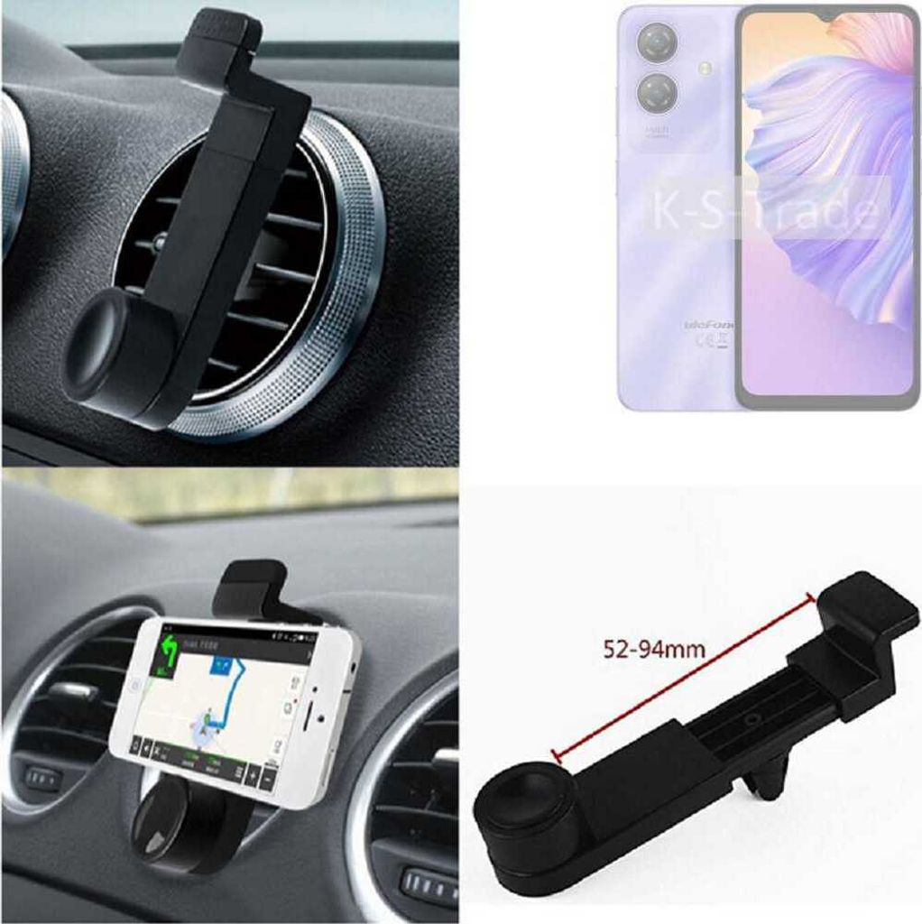 K-S-Trade Lüftungshalterung kompatibel mit Ulefone Note 21 KFZ-Halterung Autohalterung Handy-halterung Lüftungsgitter Lüftungsschlitze Schwarz