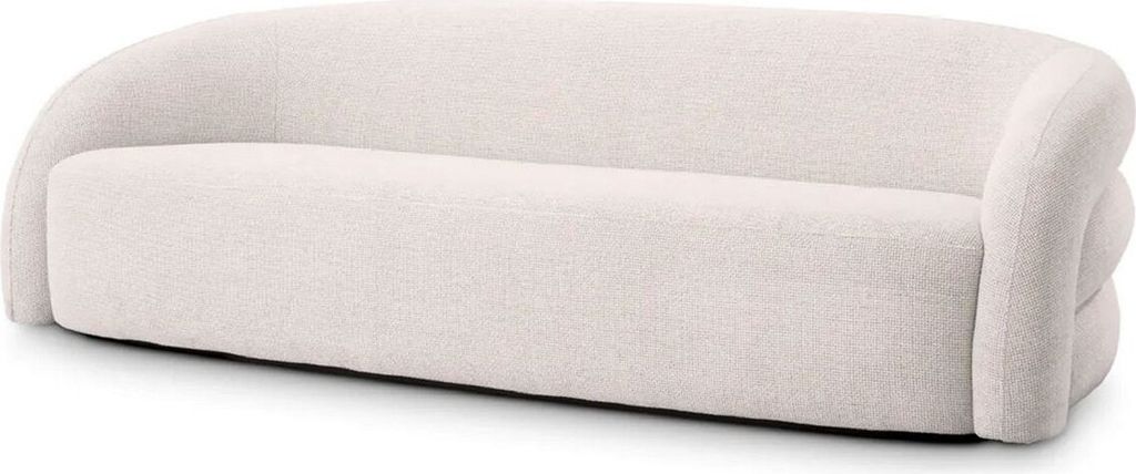 Casa Padrino Luxus Sofa Weiß / Schwarz 220 x 92 x H. 65 cm - Wohnzimmer Sofa - Hotel Sofa - Wohnzimmer Möbel - Hotel Möbel - Luxus Möbel - Luxu...