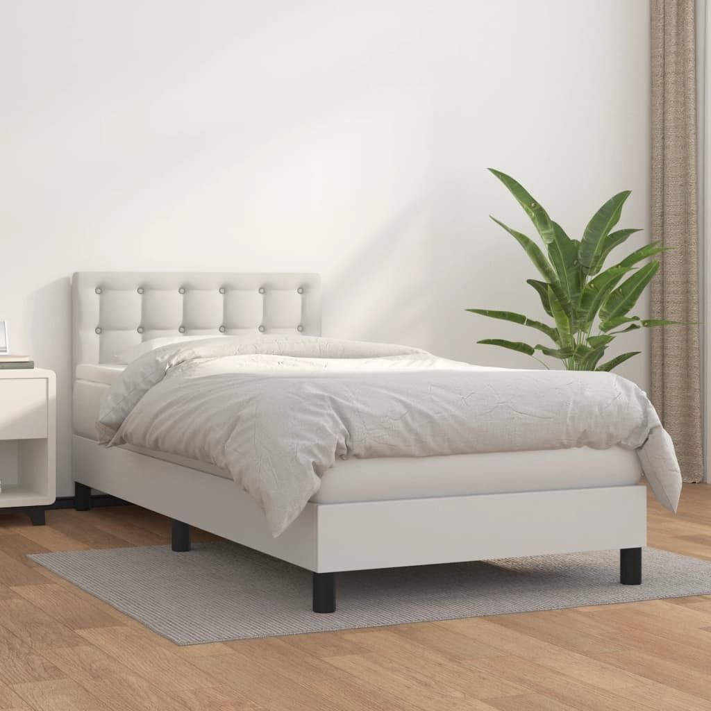 Maison Exclusive - Boxspringbett mit Matratze Weiß 90x200 cm Kunstleder