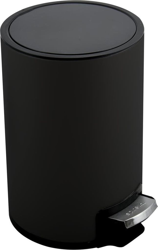 Spirella Kosmetikeimer 5 Liter Edelstahl mit Absenkautomatik und Inneneimer "Riku" Badezimmer Mülleimer Softclose Abfalleimer schwarz