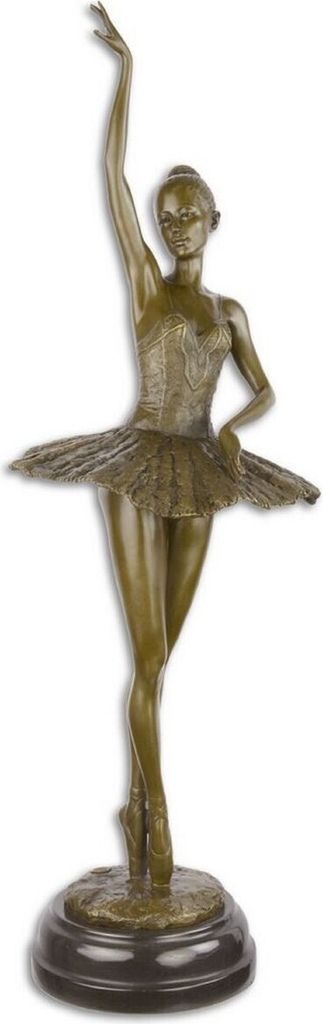 Casa Padrino Luxus Bronze Skulptur mit Marmorsockel Ballerina Bronze / Schwarz 22 x 20,4 x H. 66,5 cm - Bronzefigur - Dekofigur - Deko Accessoires