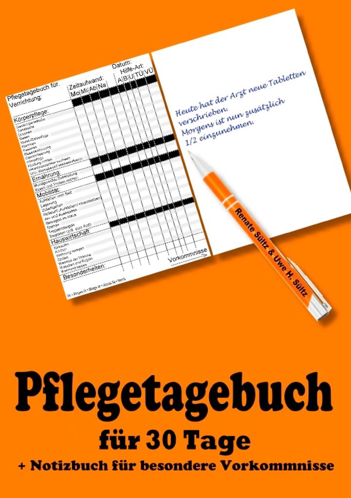Pflegetagebuch für 30 Tage - inkl. Notizbuch Produktbild 