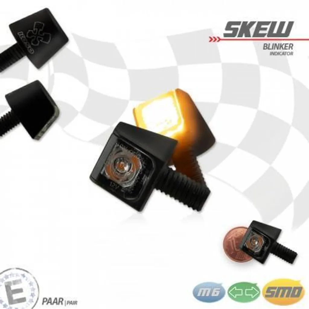 Clignotant SMD SKEW Alu Noir - Signalisation LED Haute Densité Moto