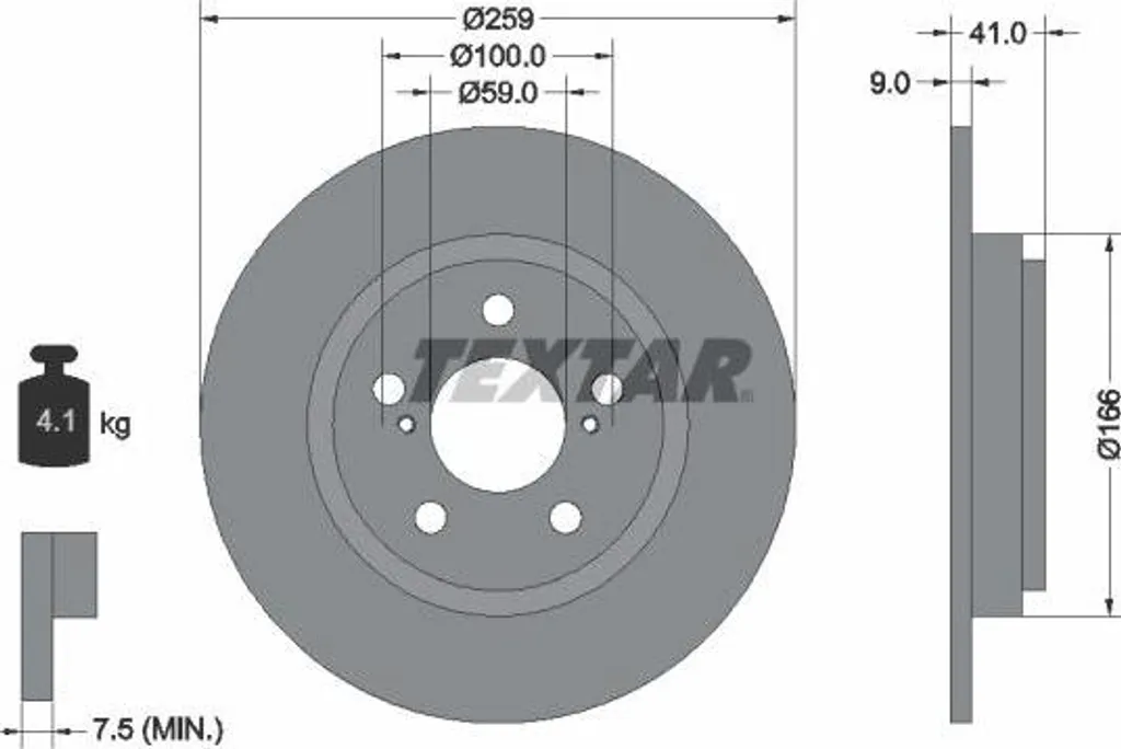 Disque de Frein TEXTAR 92199800 Haute Performance 4243152150 Toyota