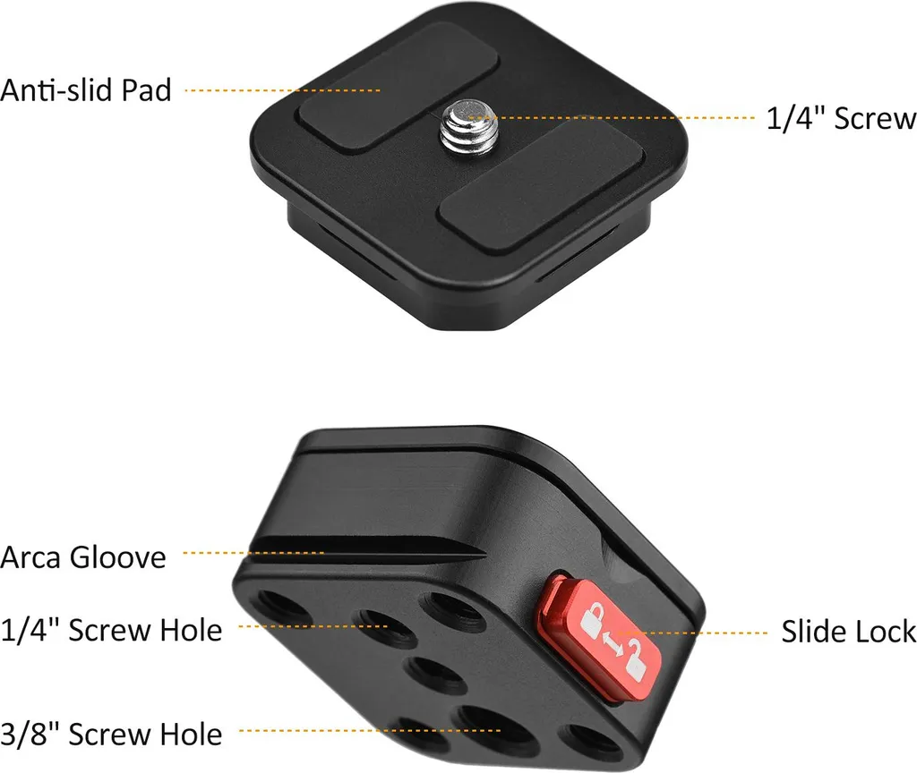 Sunpak 35 mm Treppiede con Piastra a Sgancio Rapido e Adattatore per Montaggio su Treppiede, Ricambio per Fotocamera a Rilascio QR, Compatibile con Quantaray Slik Walmart