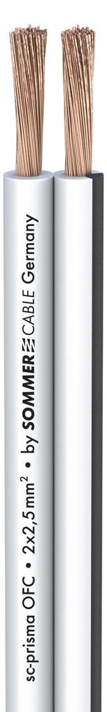 Lautsprecherkabel SC-Prisma; 1 x 2 x 2,50 mm²; PVC; 9,1 x 4,3 mm; weiß