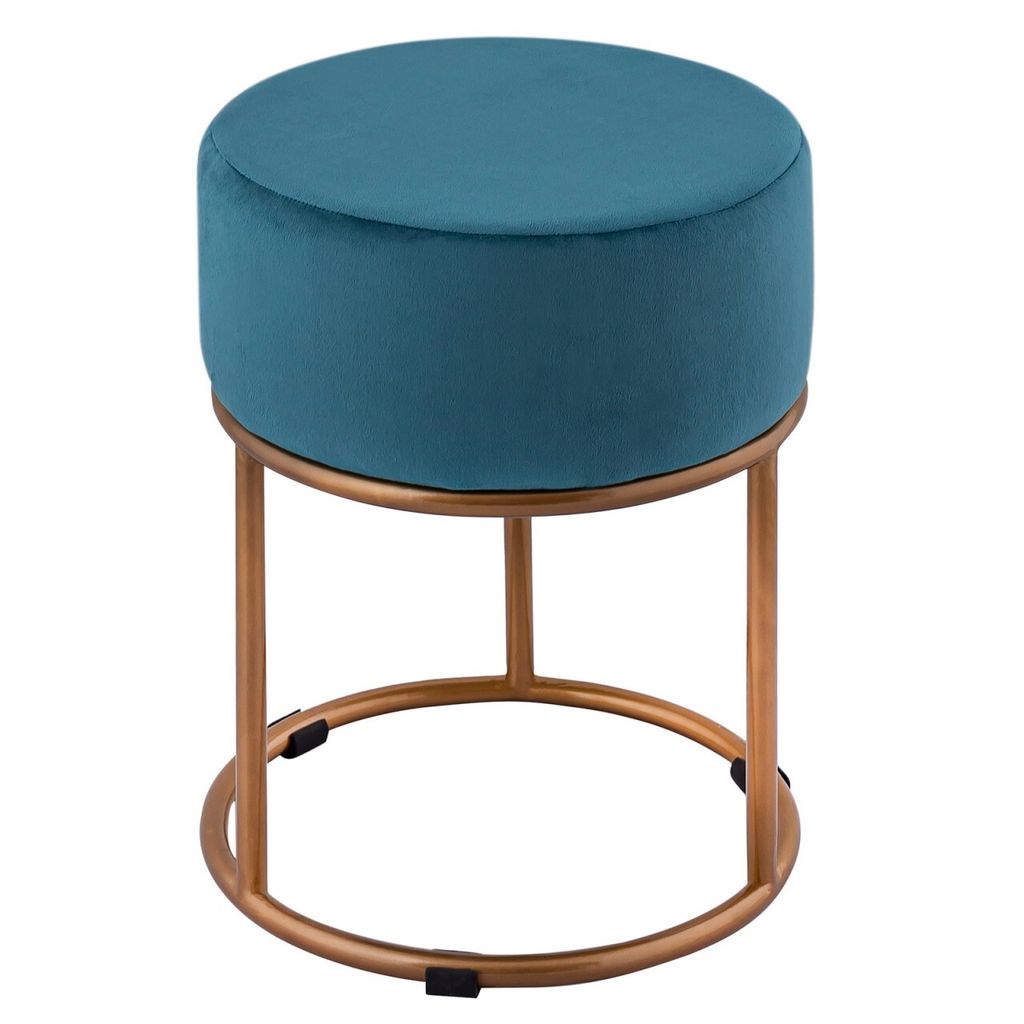 Soma Velour Hocker Ø 32 H 42 cm Samthocker mit Eisengestell goldfarbig Sitzhocker Samt Pouf Sitzp (BxHxL) 32 x 42 x 32 smaragd