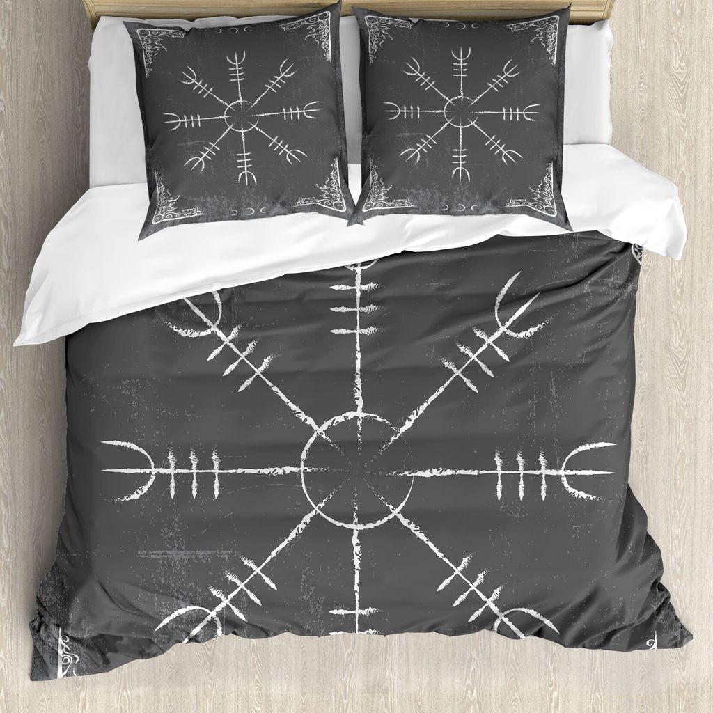 ABAKUHAUS Grau und Weiß Bettbezug, Einheimische Motive, Milbensicher Allergiker geeignet mit Kissenbezügen, 155 cm x 220 cm - 80 x 80 cm, Grau, W...