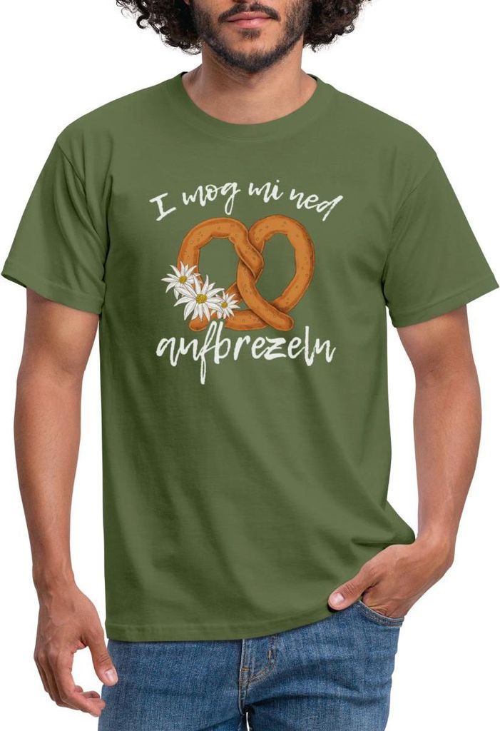 Spreadshirt I Mog Mi Ned Aufbrezeln Wiesn Spruch Männer T-Shirt, 3XL, Militärgrün