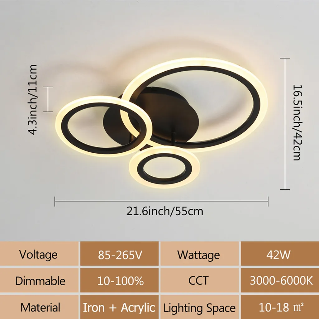 Plafonnier LED Intensité Variable avec Télécommande et 3 Modes de Lumière - 3