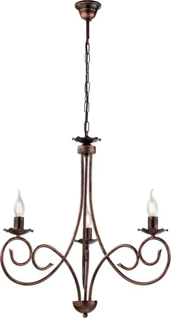 Alma - Lampadario in ferro laccato nero con decoraz. rame antico 3 luci 120 - Ø50 - BL130-3-NR