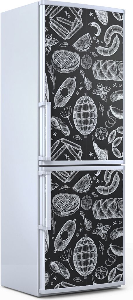 Magnete Dekorative - 70 cm x 190 cm - Küche - Magnetmatte Kühlschrankmagnete - Schinken Würstchen Jamon Steak