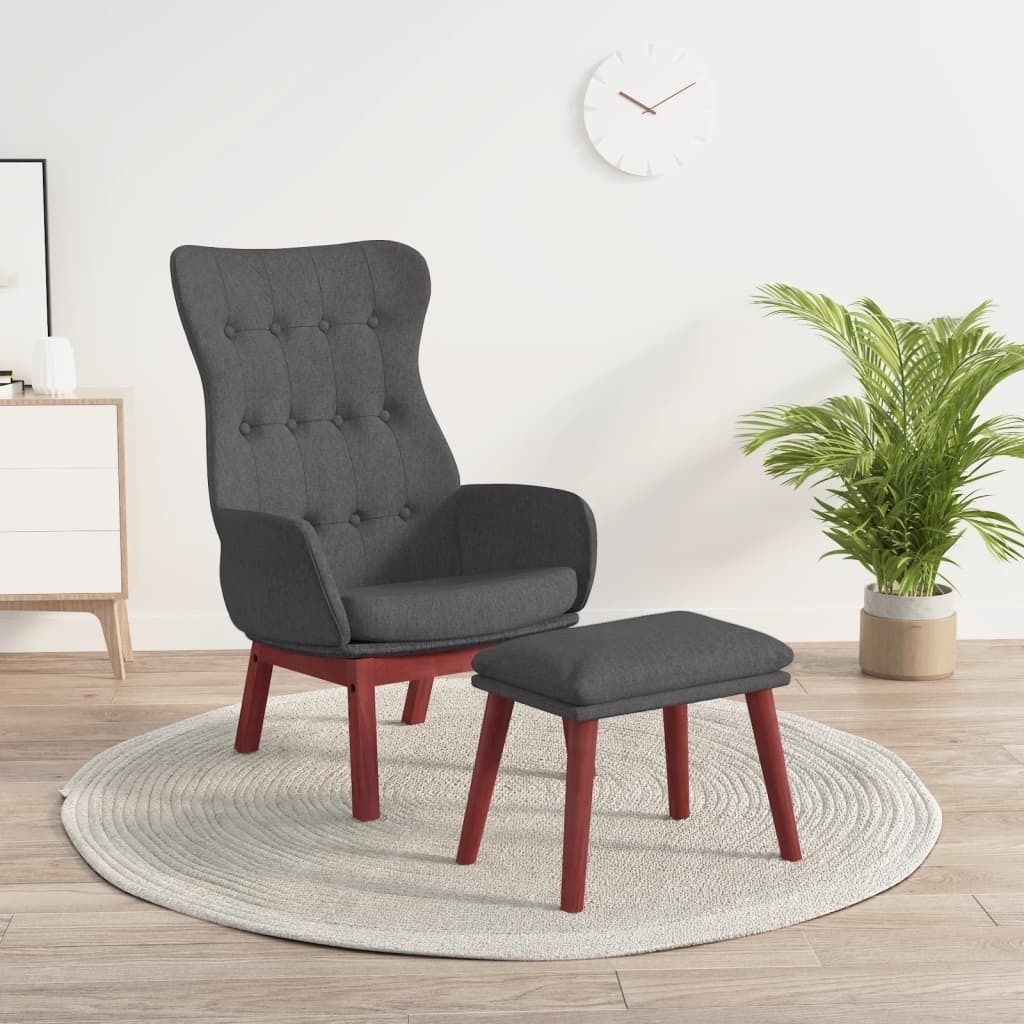 Möbel Relaxsessel mit Hocker Dunkelgrau Stoff - Fernseh- & Relaxsessel 3097724