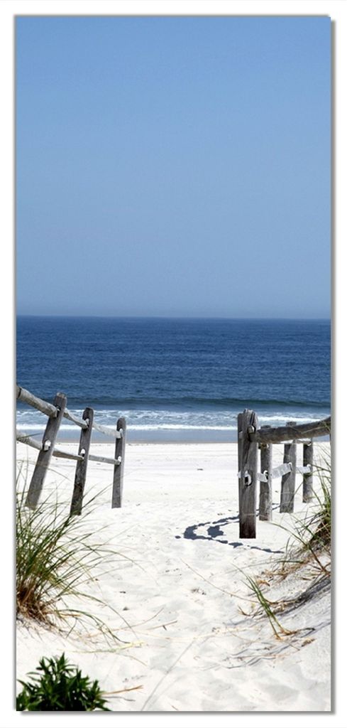 Wallario selbstklebende Türtapete 100 x 220 cm - Blick auf Strand - Abwischbar, rückstandsfrei zu entfernen