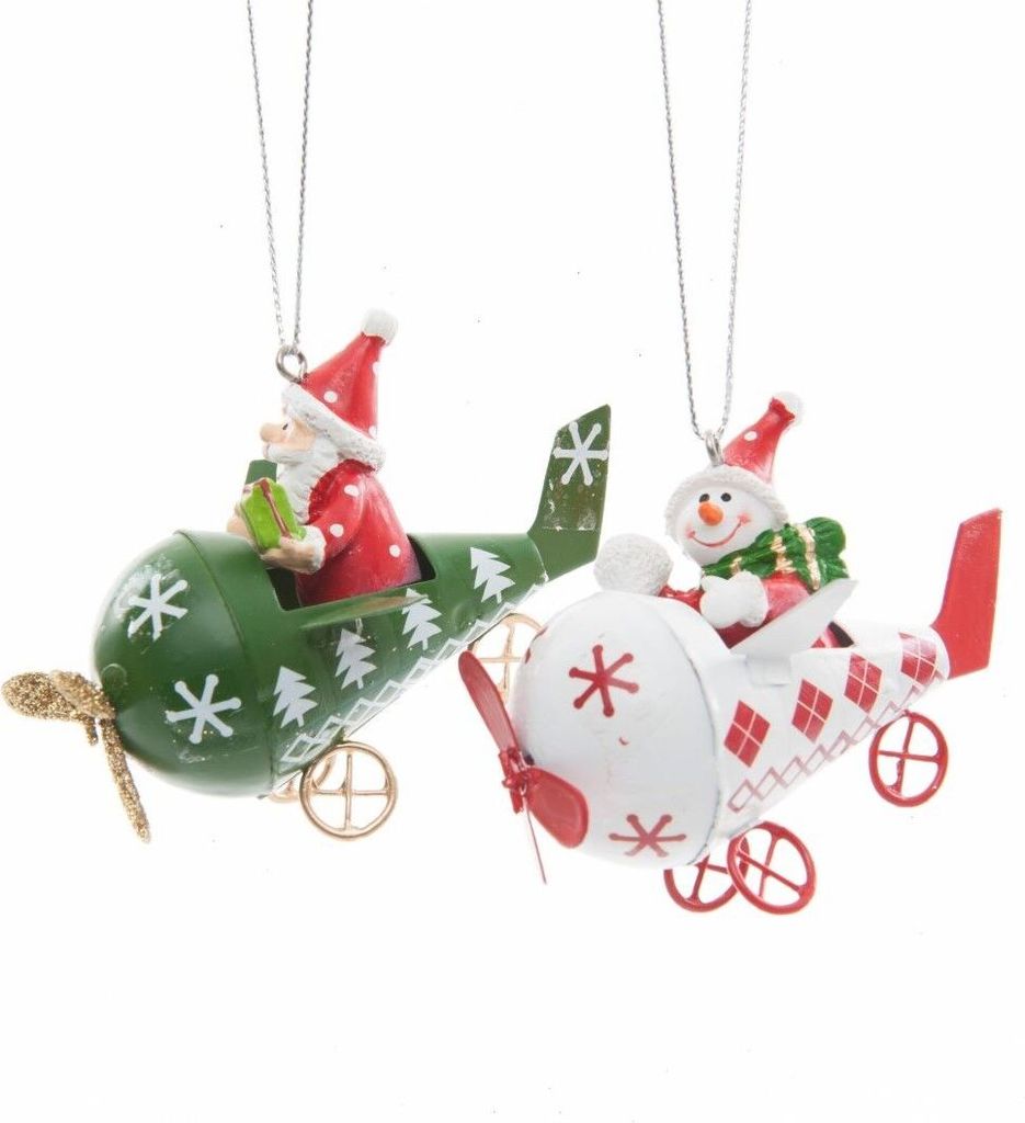 Dekohänger Geschenkdeko Baumhänger Schneemann Flugzeug 2er Set
