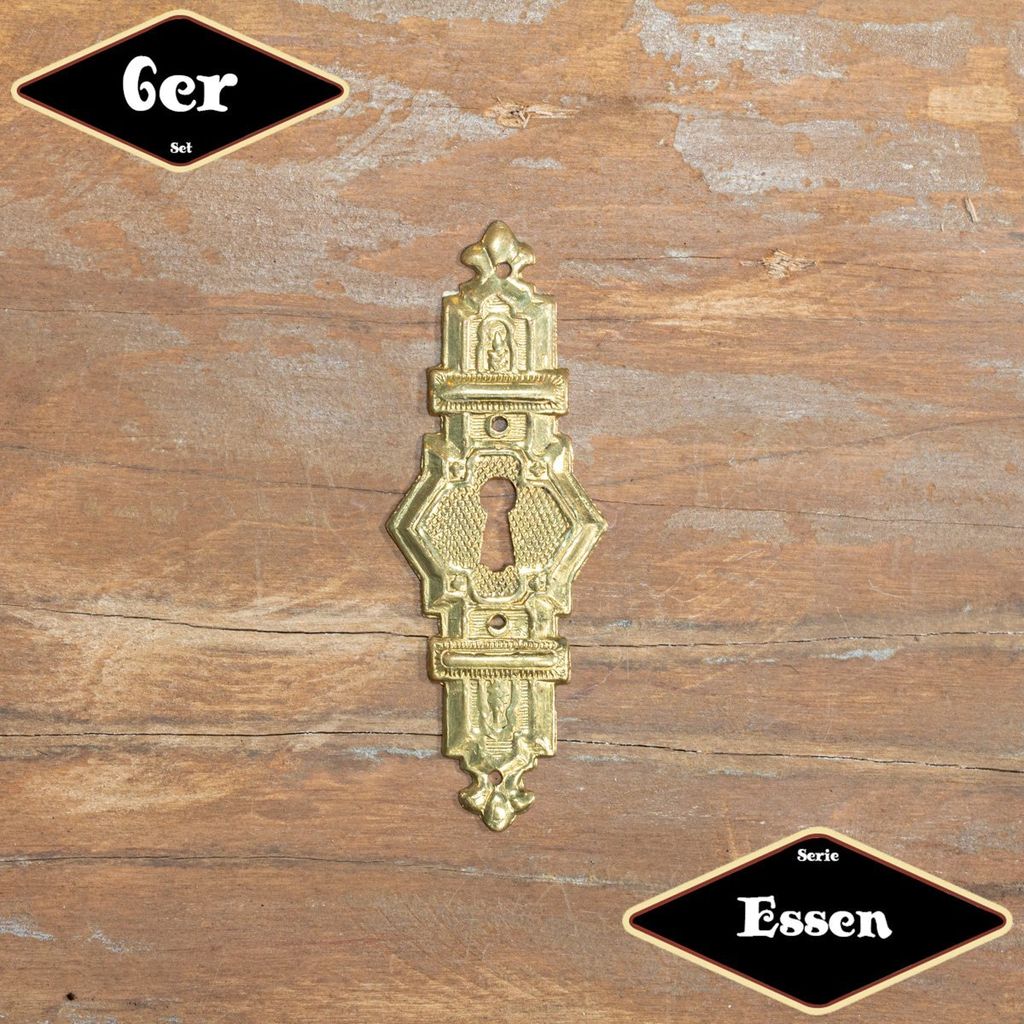 Schlüsselplatte,Serie"Essen",6er Pack|Eisen in Messing gl.|H8,3xB2,9cm
