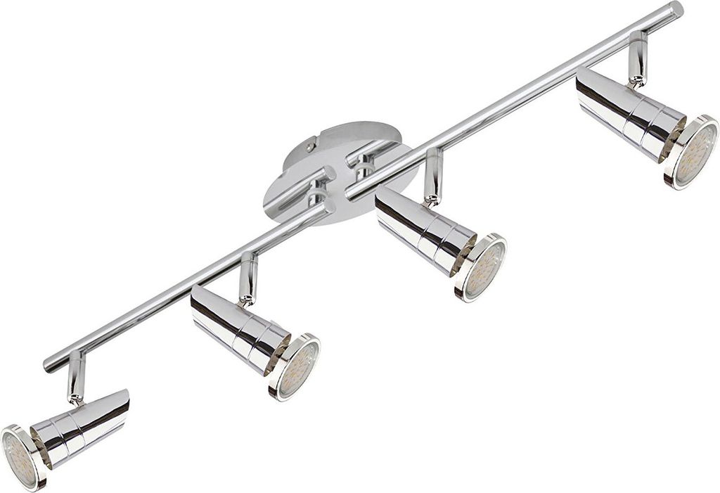 Deckenleuchte mit 4 Spots in Chrom Leuchtmittel wahlweise Produktbild 