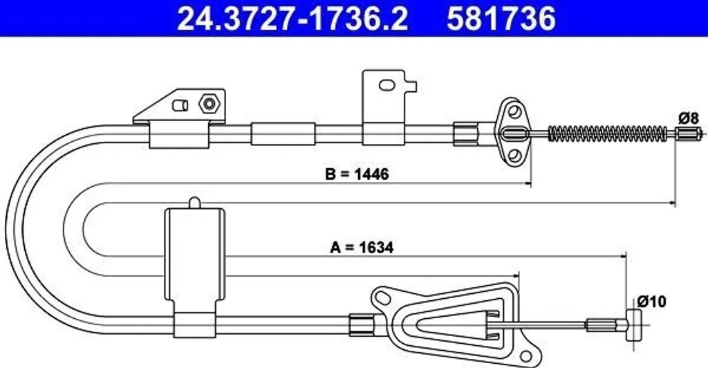Câble de frein à main ATE 24.3727-1736.2 pour Nissan Almera II N16 OE 36531BN80B