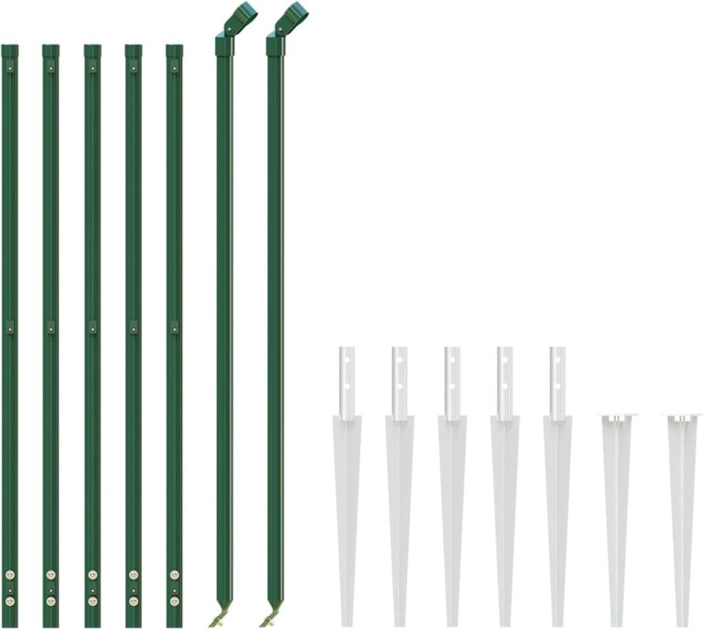 Maschendrahtzaun mit Bodenhülsen Grün 1x10 m