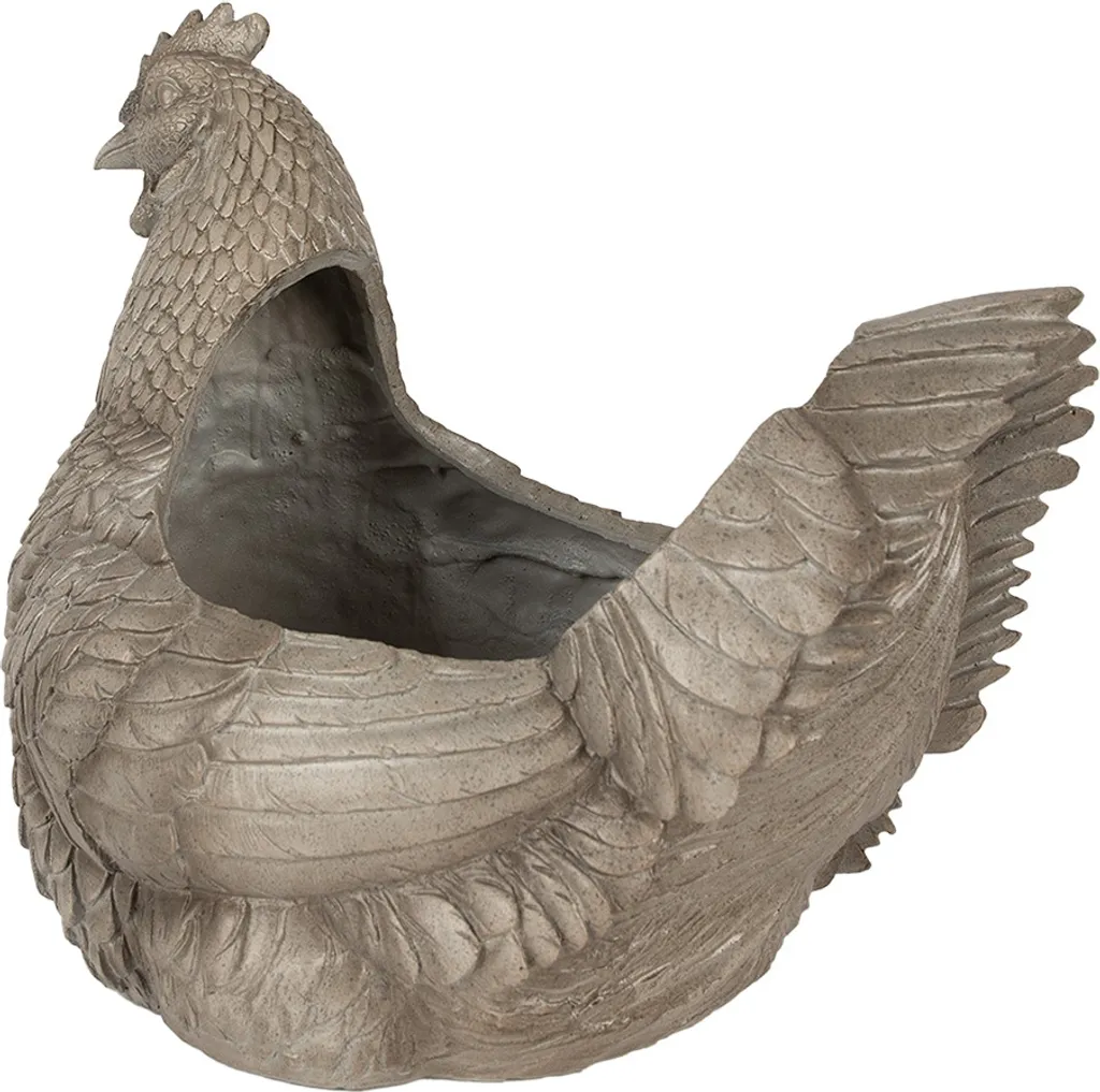 Pot de fleurs poulet léger incassable gris pour extérieur