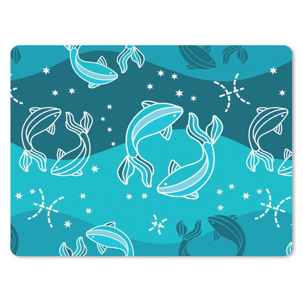 MuchoWow Mauspad Mousepad Fische - Tierkreiszeichen - Design 40x30 cm - Mousepads - Maus Mat - Pad - Mausunterlage - Anti Rutsch