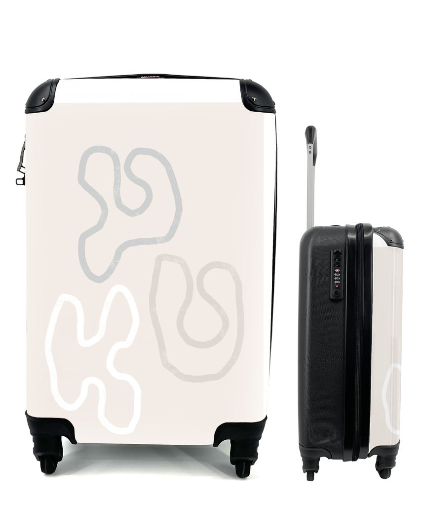 MuchoWow Koffer Handgepäck Trolley Rollkoffer Kleine Reisekoffer mit 4 Rollen - Minimalismus - Linienkunst - Formen - Cabin Size < 55x40x23 cm &...