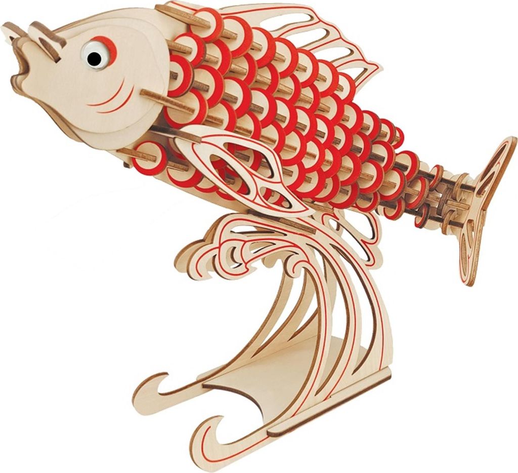 Woodcraft Holz 3D Puzzle Karpfen