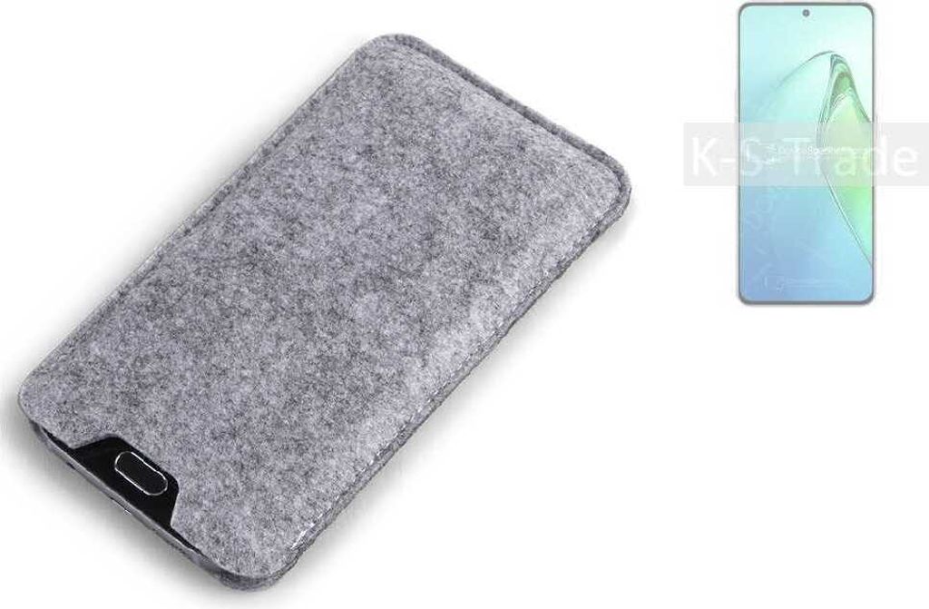 K-S-Trade Filz Handyhülle kompatibel mit Oppo Reno8 Pro+ Schutzhülle Filztasche Filz Tasche Case Sleeve Handy Hülle Filzhülle grau