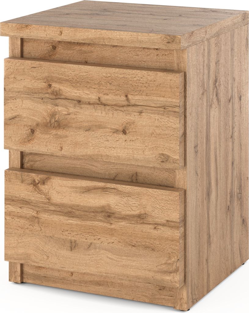 MRBLS_HOME - Nachttisch Eiche Wotan - Nachtschrank - Nachtkommode Modern Möbel mit Schubladen Kommode Holz Schubladenschrank für Ihr Schlafzimmer