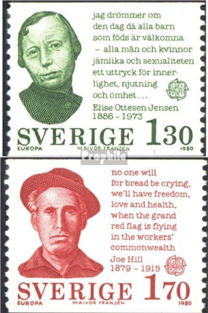 Briefmarken Schweden 1980 Mi 1106-1107 (kompl.Ausg.) postfrisch Bed. Persönlichk.