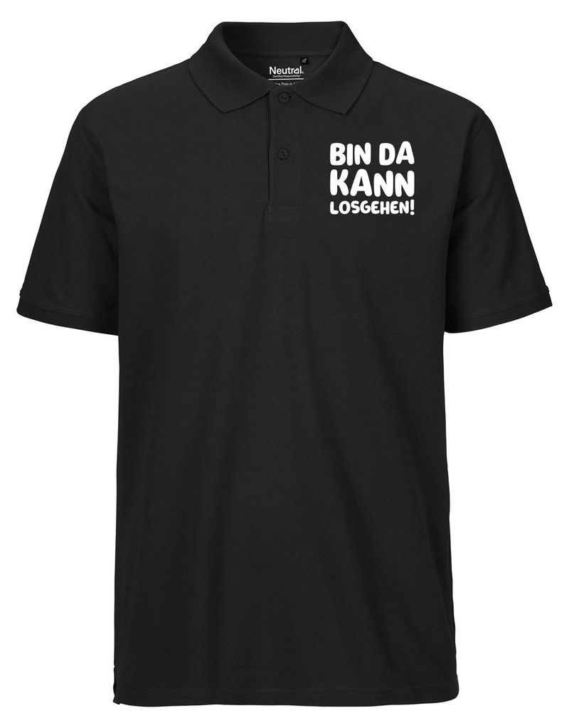 Huuraa Herren Polo Shirt Bin da kann losgehen S Black Bio Baumwolle Fairtrade Poloshirt Geschenkidee