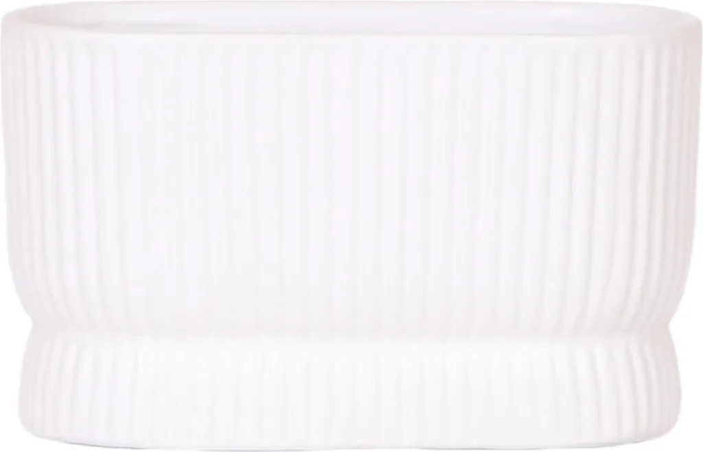 Cache-pot rainuré blanc Diabolo Twin : Design moderne pour 2 plantes