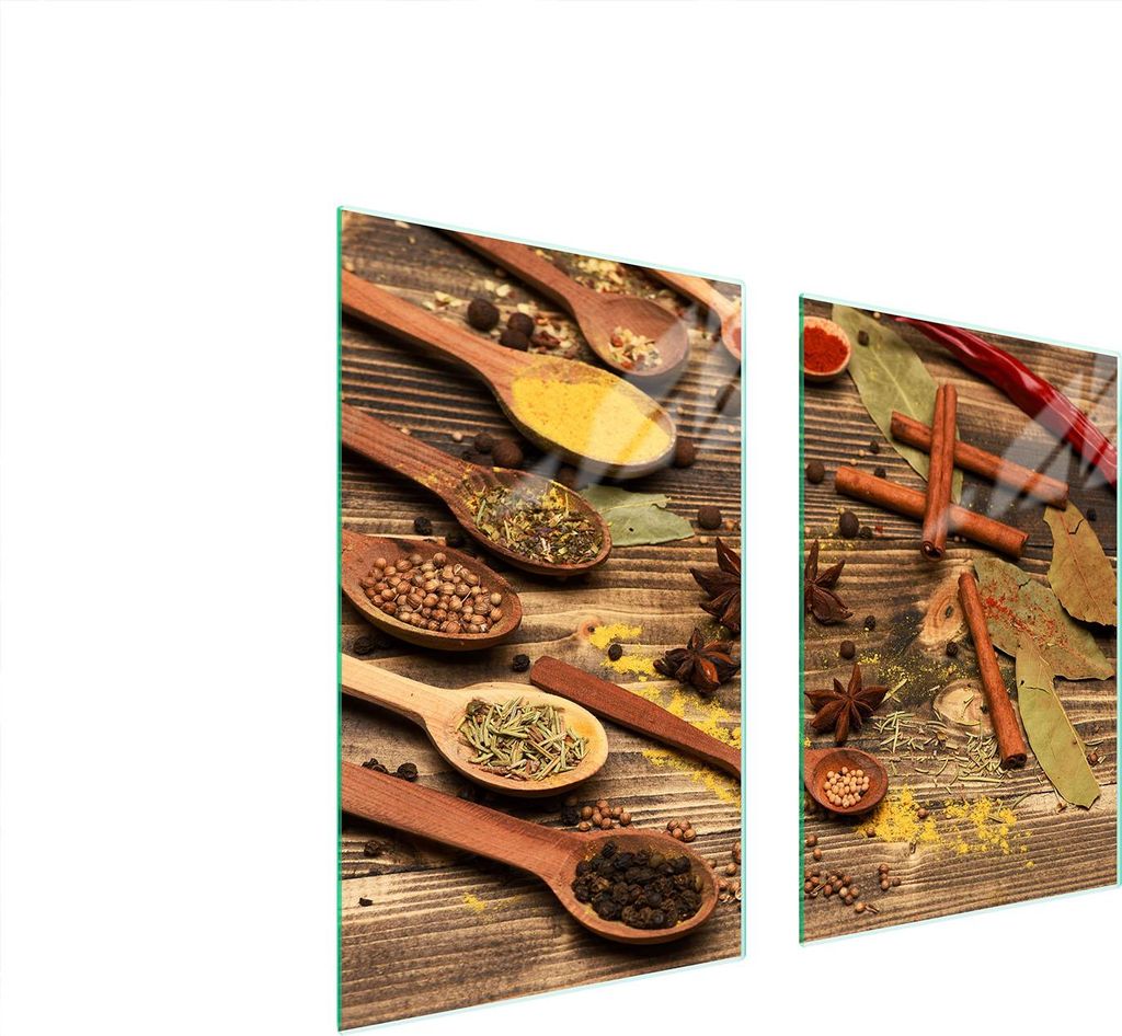 Glasschutzplatte für Küche 65x52 Gewürze