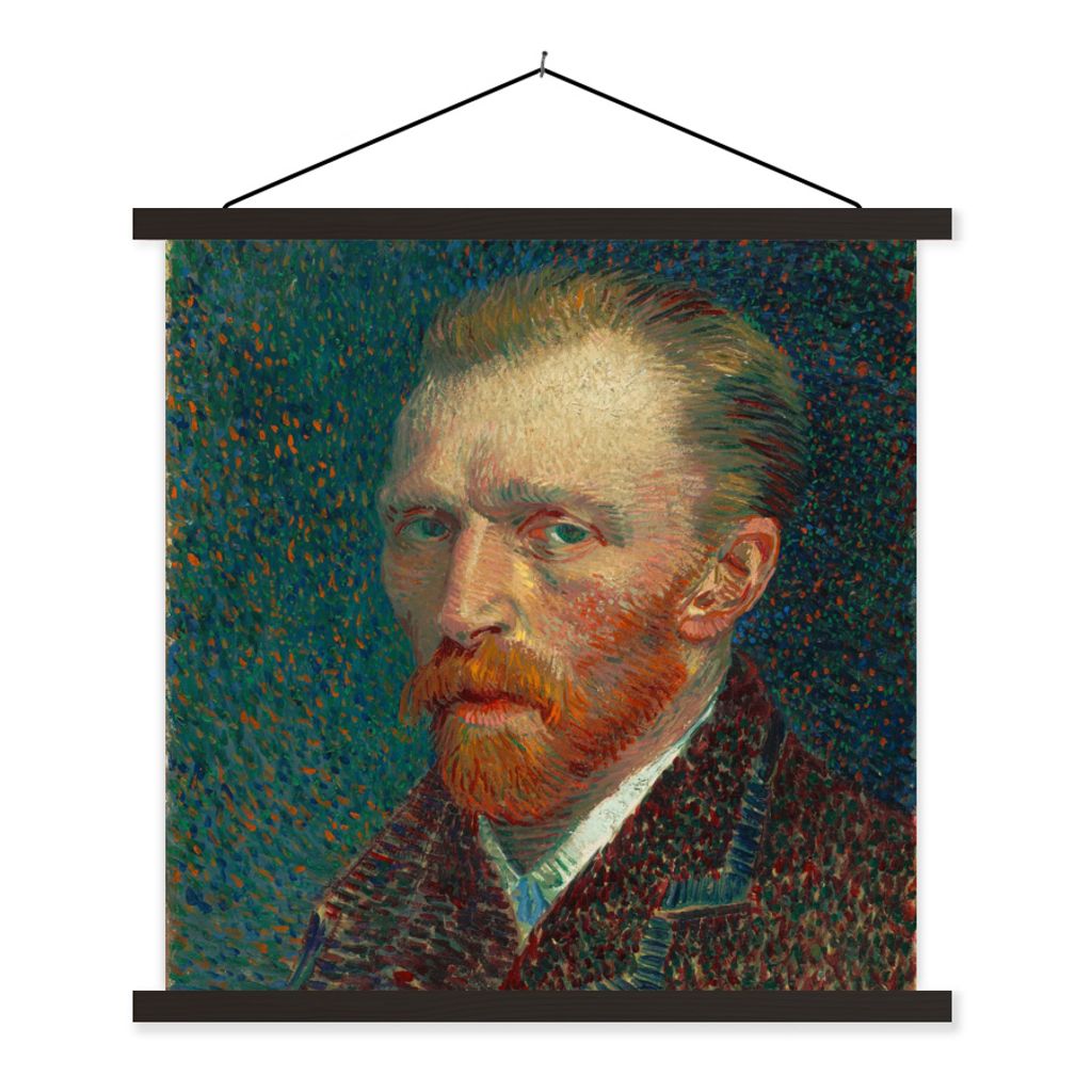 MuchoWow Textilposter Selbstporträt - Vincent van Gogh 90x90 cm mit schwarzem Rahmen - Magnetisches