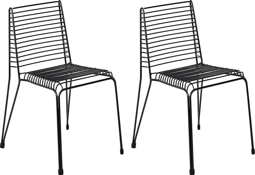 BELIANI Gartenstuhl 2er Set Schwarz Metall Gitter-Optik Stapelbar ohne Armlehnen Modernes Design Metallstuhl für Esszimmer Küche Terrasse Balkon