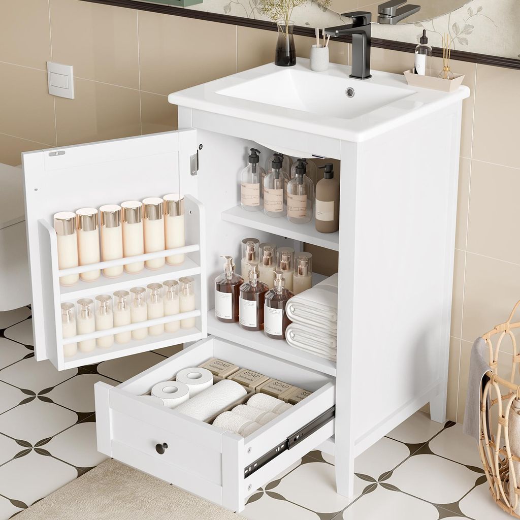 Fortuna Lai 51x46x85cm Mobile da bagno a terra con lavabo, Immagine del prodotto 