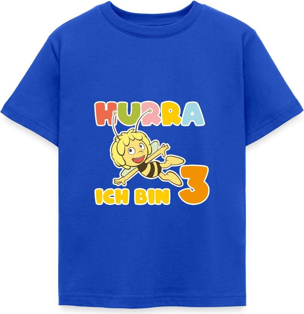 Spreadshirt Biene Maja Hurra Ich bin 3 Dritter Geburtstag Kinder T-Shirt, 110/116 (5-6 Jahre), Royalblau