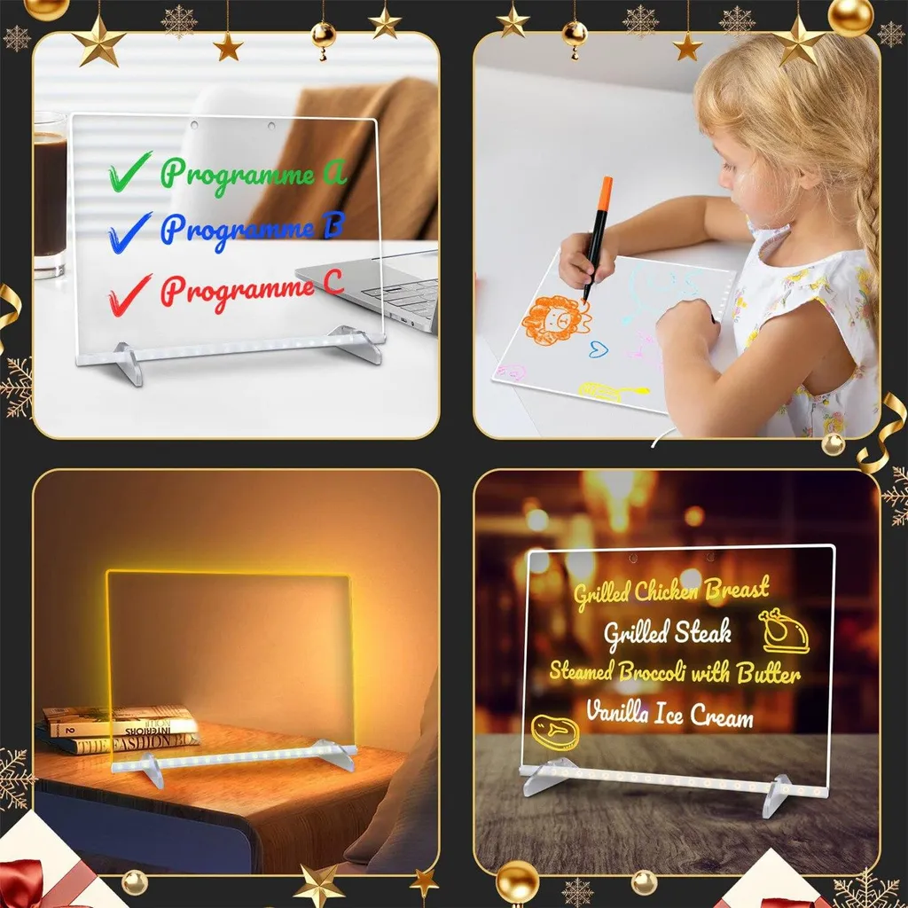 Tableau LED acrylique 7 couleurs avec modes réglables et accessoires