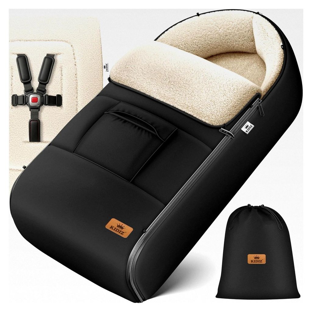 Babyfußsack für den Winter, geeignet für Babyschalen mit Reißverschluss, Kuschelsack, waschbar, mit verschließbarem Kopfteil, passend für all...