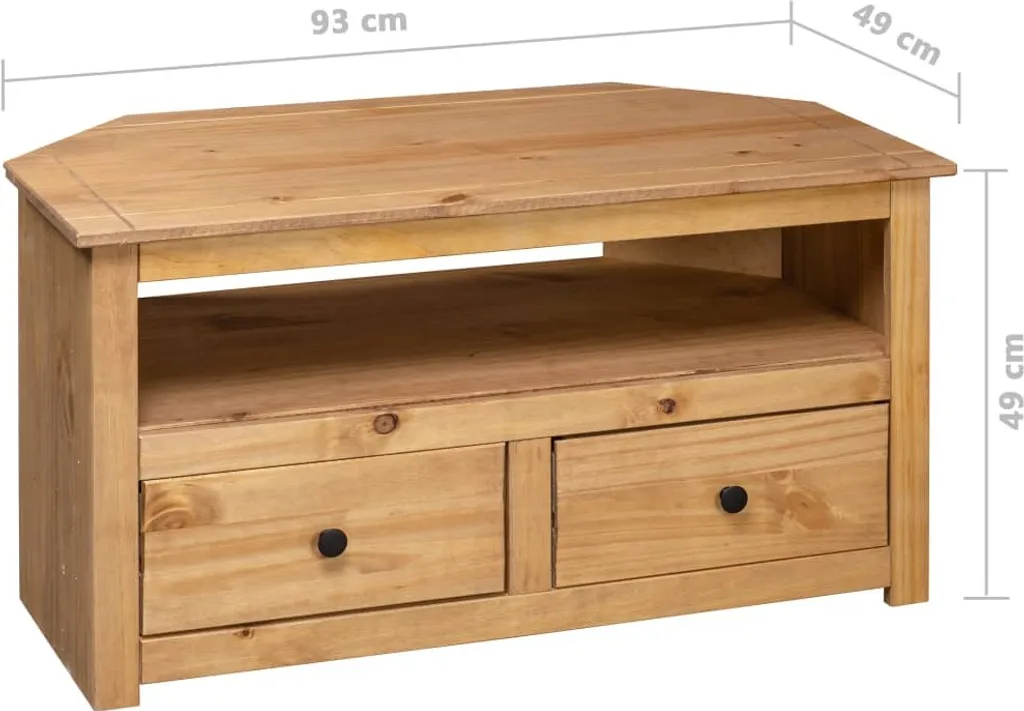 Support TV d'angle 93 cm en bois véritable Panama robuste et durable - 10