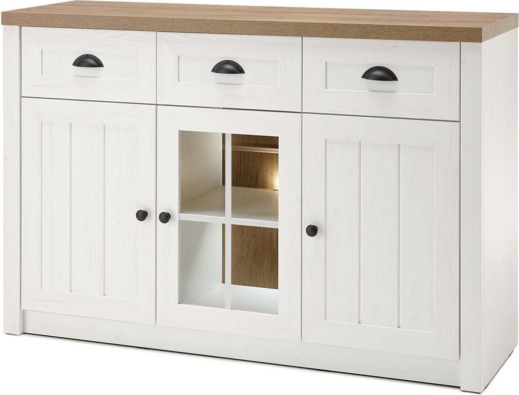 Sideboard Provence - Weiß Landhaus ohne Beleuchtung