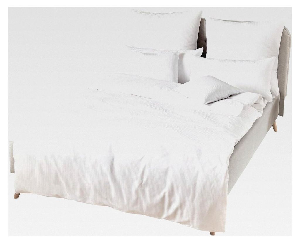 Hotelbettwäsche aus 100% Baumwolle - Kochfest & Chlorfest - Mako-Satin - Weiß mit Streifen - Pflegeleicht & Atmungsaktiv - Kissenbezug 40x80 cm