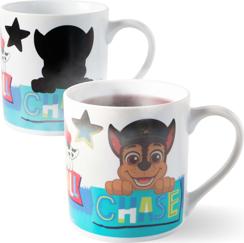 p:os PAW Patrol Tasse für Kinder mit Farbwechsel-Effekt ab 40°C - Zaubertasse 230ml - Geschenkidee für Mädchen und Jungen - In bunter Geschenkb...