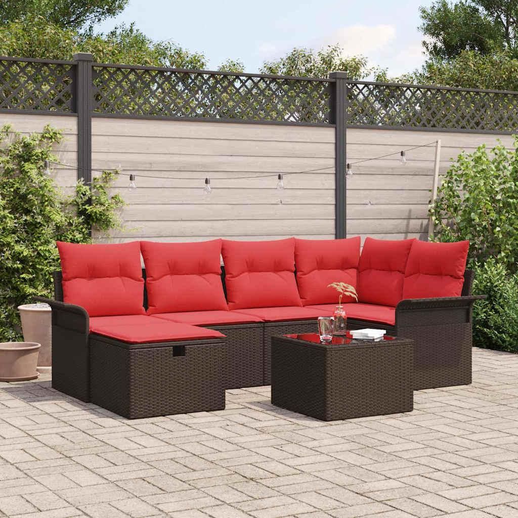 Maison Exclusive - Gartensofa-set mit Kissen mit Speicher 7 pcs Poly Rattan