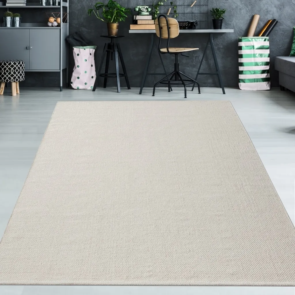 Tapis en laine de luxe tissé main crème uni haute qualité 200 x 290 cm