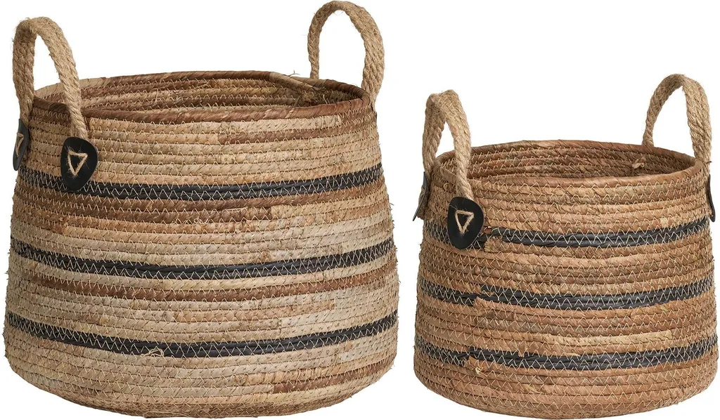 Erba paniers set de 2 naturel en fibres tressées pour un rangement chic